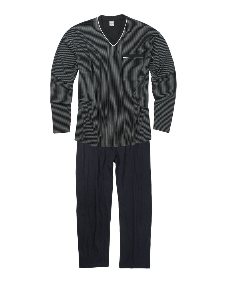 [119252-360-2XL] Adamo Schlafanzug lang Übergröße (XXL, 0360 navy)